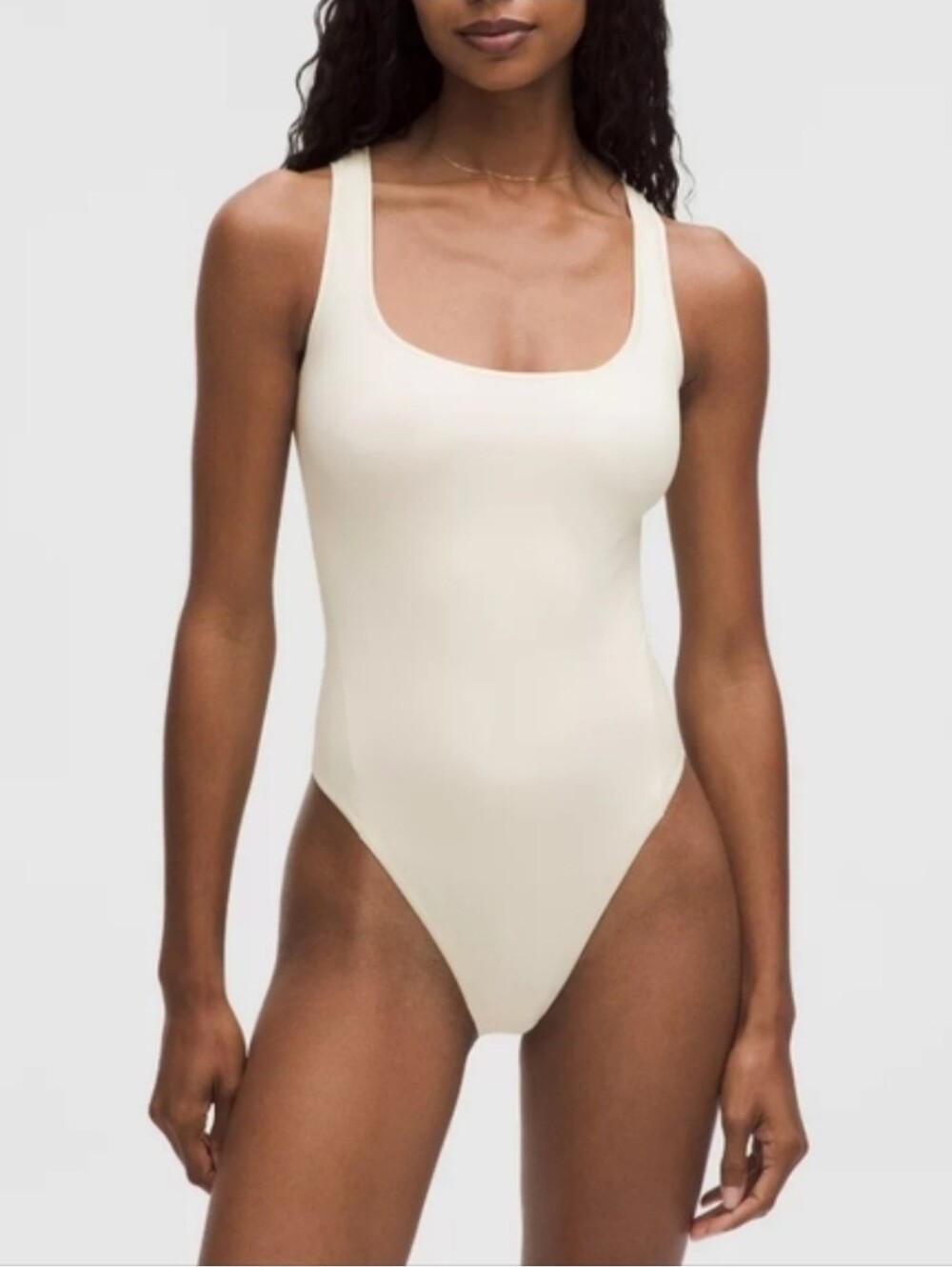 NWT Lululemon Ultra-Soft Nulu Square Neck Bodysuit Medium Bone LW1ES1S